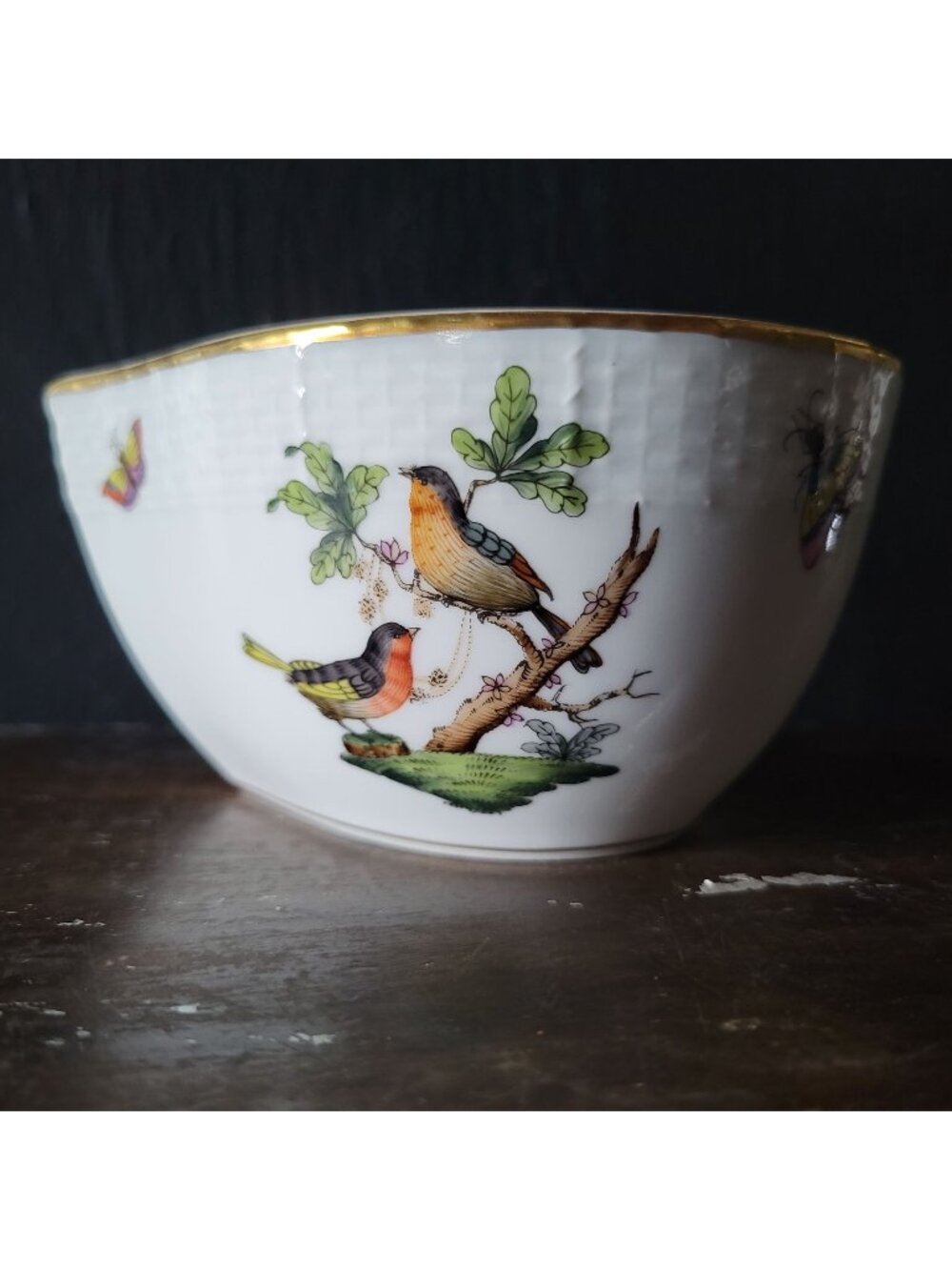 Herend Rothschild Birds Bowl Insects Butterfly Pattern #6000 RO, 5 Inches *Read